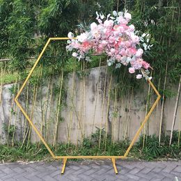 Party Decoration Deco Mariage Backdrop Stand Wedding Props Hexagons Iron Arch Fleur Artificielle Background For