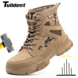 Safety Shoes Outdoor Men Work Boots Safety Shoes Anti-puncture Safety Boot Work Steel Toe Shoes Indestructible Desert Combat Boots Protective 230505