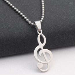 Pendant Necklaces 1PC Dance Music Note Stainless Steel Women Chain Necklace Leather Choker Charm Jewelry Gift N37