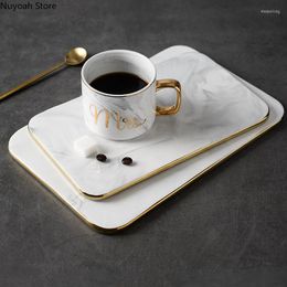 Plates Nordic Ceramic Marble Pattern Tray 12-inch Dining Table Set Plate Household Storage Living Room Decoration Display