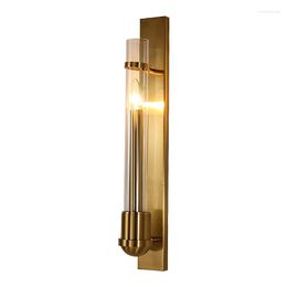 Wall Lamps Candlestick Glass Lamp Post-modern Metal Plating Sconce El Lighting Living Room Bathroom Mirror Light Long