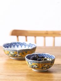 Bowls 1 PC Japanese Salad Soup Bowl Ceramic Underglaze Exquisite Household Made In Japan