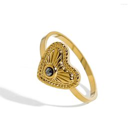 Wedding Rings WILD & FREE Trendy Stainless Steel Heart For Women Romantic Cute Adjustable Waterproof Ring Jewelry Gift