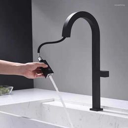 Kitchen Faucets MaBlack Square Pull Out Faucet Deck Mounted Stream Sprayer Nozzle Sink Cold Mixer Taps