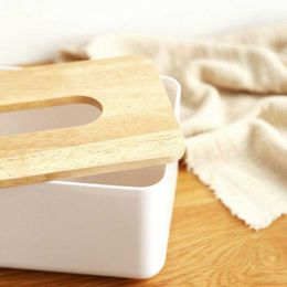 Tissue Boxes Napkins Plastic Tissue Box Modern Wooden Cover Paper with Oak Home Car Napkins Holder Case Home Organiser Decoration Tools Z0505