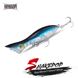 Baits Lures Kingdom SNAKEPOP Floating Sinking Popper Fishing 95mm 115mm 135mm Hard Stick Light Reflection Wobblers For Sea Bass 230505