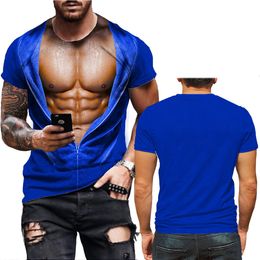 Men s T Shirts Summer 3D Print T Shirt for Men Funny Muscle T shirt Harajuku Fake SweatShirts Casual Loose Clothes Vintage Short Sleeve Tee 230504