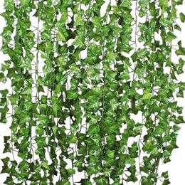 Decorative Flowers 12 Pieces Artificial Hanging Leaf Ivy 2 2m Vine Fake Plants Ratten Outdoors For Christmas Office Home Bathroom