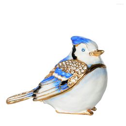 Jewellery Pouches Rhinestone Blue Jay Bird Bejewelled Crystal Trinket Box Metal Christmas/birthday Gifts Figurine Sculpture