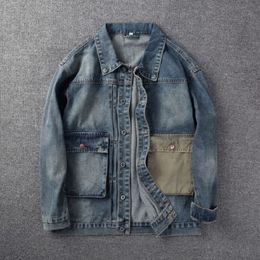 Men s Jackets Japanese Tooling Retro Washed Denim Spring and Autumn Fashion All match Men Motorcycle 230505