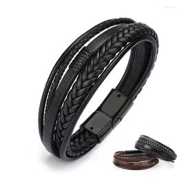 Charm Bracelets ZG For Men Punk Leather Magnetic-clasp Braided Trendy Wrap Magnetic Buckle Bracelet Bangle Male Jewellery
