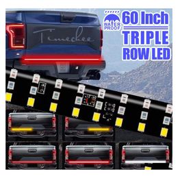 Car Tail Lights 60 Inch Light Bar Led Tailgate Triple Row For Pickup Trailer Suv Rv Red Brake White Reverse Amber Turn Signal Strobe Dhj6O