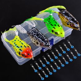 Baits Lures 4pcs/Box Soft Frog Shape Fishing Double Hooks 8g 13g Top Water Ray Artificial Minnow Crank Bait Tackle 230504