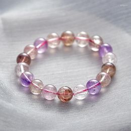 Strand Natural Crystal Super Seven Bracelet Purple Hair Wafer Beads Single Ring Hand Jewelry