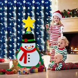 Christmas Decorations Double-Sided Tree Toy Snowman Santa Claus Children's Felt Cloth Game Hanging Ornaments Kids Gift