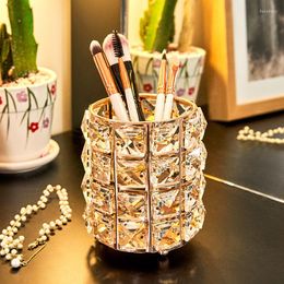 Storage Boxes Multifunctional Crystal Makeup Brush Holder For Eyebrow Pencil Lipstick Large Desktop Stationery Box Cosmetic Organizer