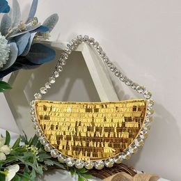 Evening Bags Fashion Women's Clutch Ring Handle Designer Wristlets Handbag Sequins Purse Wedding Party Prom Evening Bag 230505