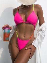 Women's Swimwear 2023 Women Sexy Wrapped Drawstring Micro Monokini Ladies Thong One-piece Female Backless Bikinis