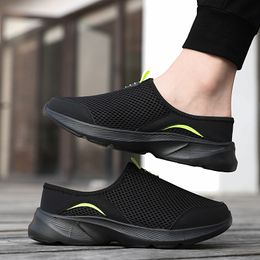 Hot Selling Breathable Half Slippers Comfortable Summer Mesh Shoe Outdoor Non-slip Sandals Big Size Lightweight Men Shoes
