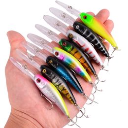 Baits Lures Aorace 8PCS Crankbait Fishing Lure Artificial Hard Bait Plastic 10.2cm 9.4g Lifelike Swimbait Wobbler Japan Fish 230504