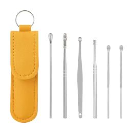 6pcs/set Ear Cleaner Wax Pickers Earpick Wax Remover Curette Ear Pick Cleaner Kit Spoon Care Ear Clean Tool