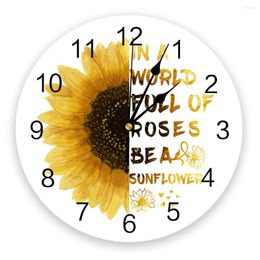 Wall Clocks Sunflower White Clock Modern Design Stickers Home Decor Living Room Digital Bedroom Watch