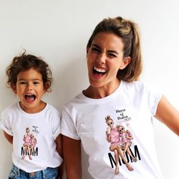 Family Matching Outfits Funny Summer Family Matching Clothes Kawaii White Tshirt Matching Mother Daughter Clothes Family Look T-shirt 230505
