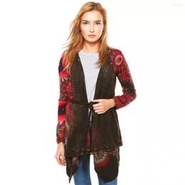 Women's Vests Foreign Trade Spain Women's Shawl Coat Printed Embroidery Cardigan No Buckle Long Style Show Temperament Sweater