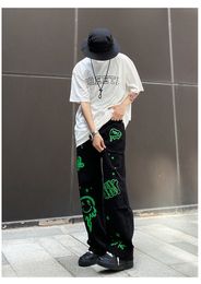 Mens Pants Summer thin mens fashion famous brand versatile loose straight wide leg pants clothes streetwear hiphop denim 230504