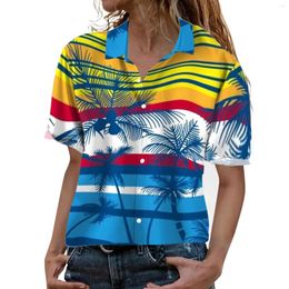 Women's Blouses Women Hawaiian Shirts Tropical Floral Pineapple Vacation Beachwear Blouse Holiday Shirt Women's Tops And Blusas