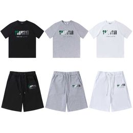 Designer Tees Tshirt Trapstar Green White Towel Embroidered Short Sleeve T-shirt Shorts Summer Fashion Brand Youth Loose Casual Set