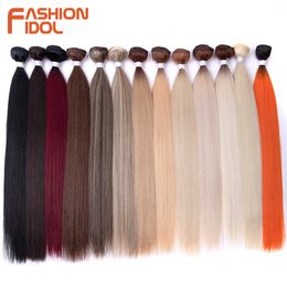 Hair pieces Yaki Straight Hair Extension Salon Natural Synthetic Hair Bundles Colorful High Temperature Fiber Blonde Fake Hair 230504