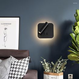 Wall Lamp Modern Led Lamps Simple Black White Bedroom Bedside Household Round Square Indoor Lighting Decorative Lights