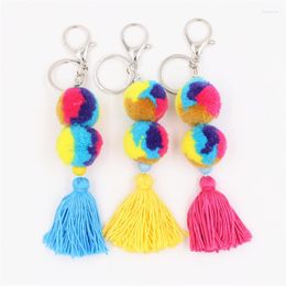 Keychains Bohemian Style Colourful Keychain Key Ring Backpack Charm Hairball Tassel Car Accessories Gift Charms