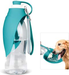 Feeding Dog Water Bottle for Walking 20 OZ Travel Pet Water Bottle with Potty Waste Bag for Dogs Portable Dog Water Dispenser for Hiking