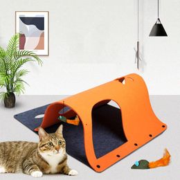 Toys Cat Toys DIY Combination Cat Tunnel Cat Interactive Hide Seek Game Tunnel Cat Litter Mint Mouse Toy Felt Foldable Tunnel