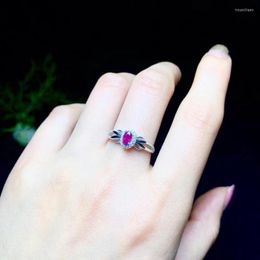 Cluster Rings Beautiful Natural Ruby Gemstone Ring For Women Jewellery Real 925 Silver Gold Plated Three Colour Girl Gift Birthstone
