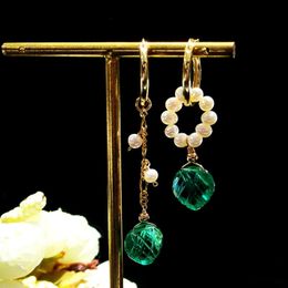 Dangle Earrings & Chandelier Lii Ji Freshwater Pearl Green Crystal 925 Sterling Silver Gold Plated Asymmetric Handmade Jewellery For Women Gif