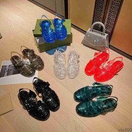 2023 Double G clear Sandals Jelly candy Colour womens Sandal Transparent Slippers Women ladies Flat mules Buckle Rubber summer outdoor Shoes Flip Flops slipper''gg''