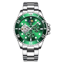 Wristwatches Men's Mechanical Watch Green Water Ghost Classic Fashion Luxury Sports Steel Belt Luminous Calendar Clock 2023Wristwatches