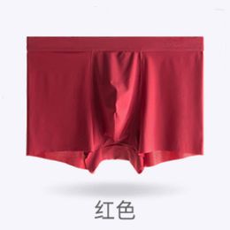 Underpants Men's Solid Colour Ice Silk Boxer Shorts Pants Breathable Mesh Bottom Crotch Middle Waist Youth Boys