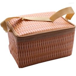 Dinnerware Sets Portable Imitation Rattan Lunch Bags Insulated Thermal Cooler Box Tote Storage Bag Container Picnic