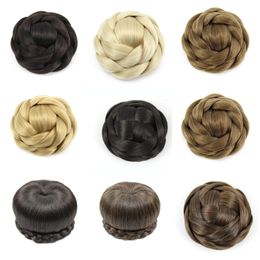 Chignons glädje skönhet syntetiskt hår flätad chignon stickat blond hår bulle donut rulle hårstycken hårstycke tillbehör många stilar 230504