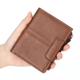 RFID-protected genuine leather mens designer wallets male vintage cowhide short style fashion casual coin zero card purses no279