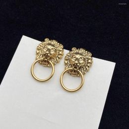 Stud Earrings Lion Ear Studs Cool Design Bronze Retro Fashion