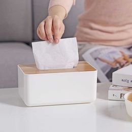 Tissue Boxes Napkins Wooden Tissue Box Napkin Holder Cover Toilet Paper Handkerchief Case Solid Simple Stylish Wood Home Car Wipe Organizer Container Z0505