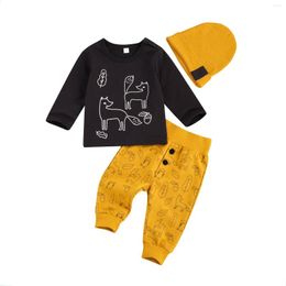 Clothing Sets CitgeeSpring Autumn 0-24M Toddler Baby Boy Girl 3Pcs Set Print Long Sleeve Top Cartoon Animal Pants Hat Infant Outfits