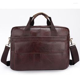 Briefcases 2023 Luxury Cow Genuine Leather Business Men's Briefcase Male Shoulder Bag Real Natural Tote Computer Handbag