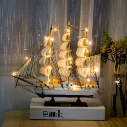 Decorative Objects Figurines Wooden Sailboat Model home decor Mediterranean Style Home Decoration Accessories Creative Room Decor Birthday Gift 230504