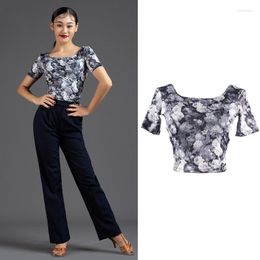 Stage Wear Floral Latin Tops Women Summer Modern Dance Outfit Ballrom Practise Costume Tango Salsa Clothing DL9211